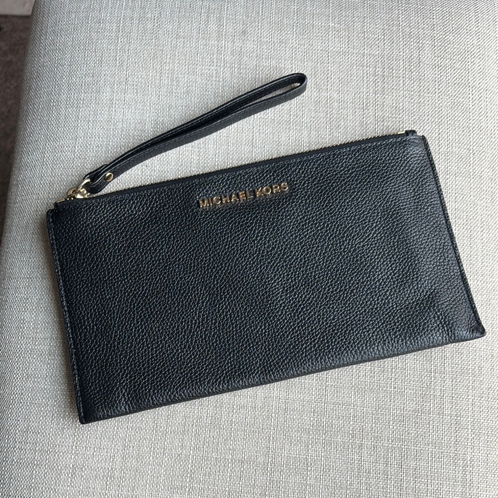 Michael Kors Black Textured Wristlet